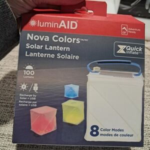 luminAID Nova Colors Solar. NEW  Lantern - White with Blue Handle
